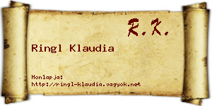 Ringl Klaudia névjegykártya